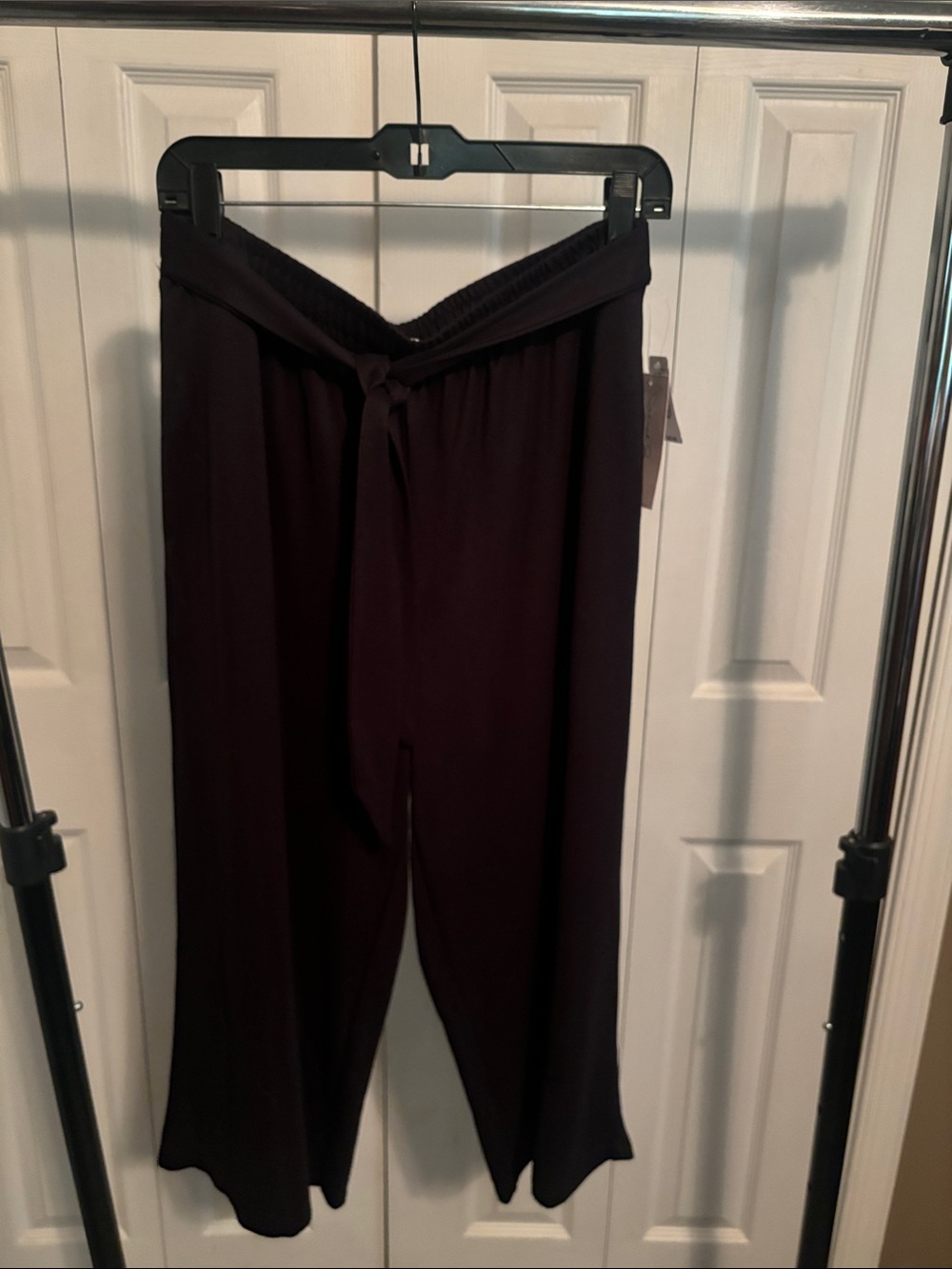 French Laundry Dark Brown Wide-Leg Tie-Waist Pants